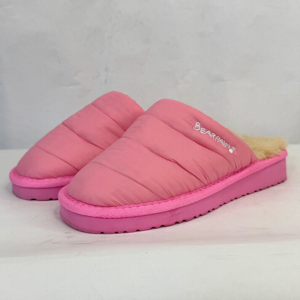 Bearpaw Puffy Women’s US 5 Low Top Genuine Fur Shearling Slip On Mule Slippers